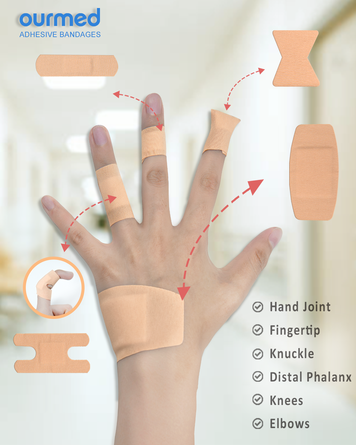 Ourmed Flexible Assorted Bandages Variety Pack - 100 Pieces