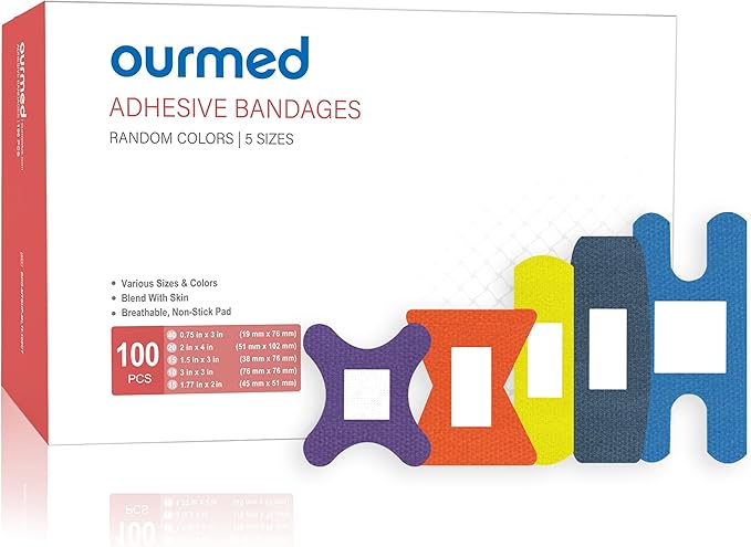 Ourmed Flexible Assorted Bandages Variety Pack - 100 Pieces