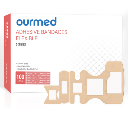 Ourmed Flexible Assorted Bandages Variety Pack - 100 Pieces