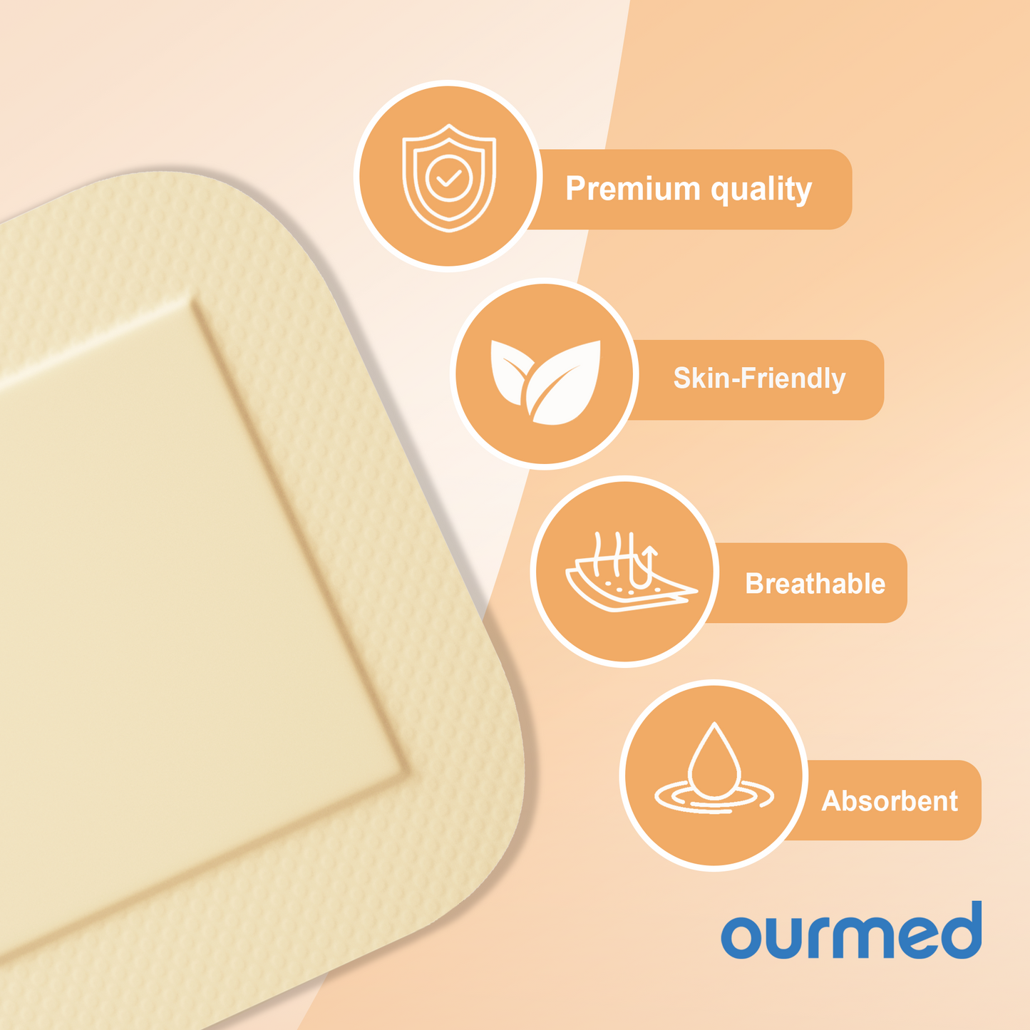 Ourmed  Silicone Foam Dressing - with Border
