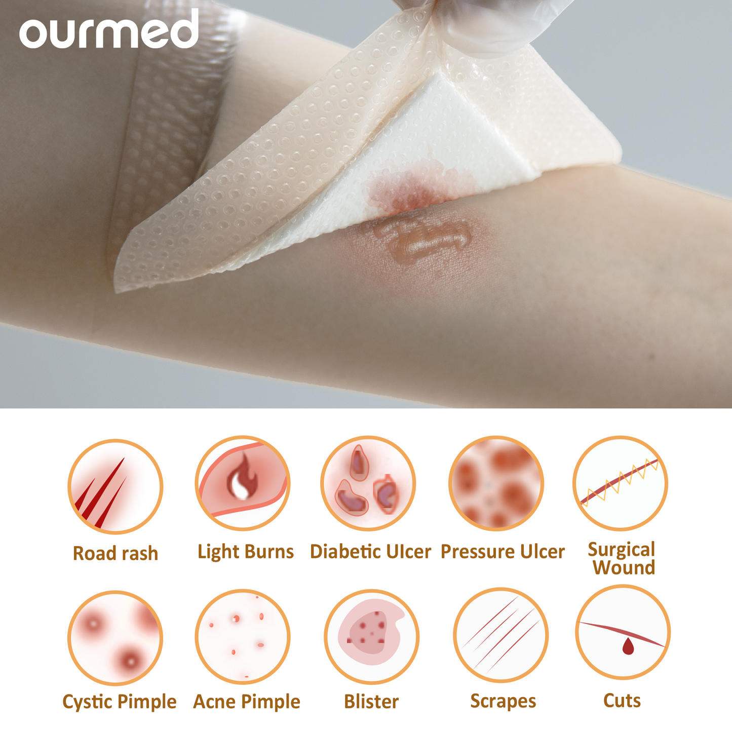 Ourmed  Silicone Foam Dressing - with Border